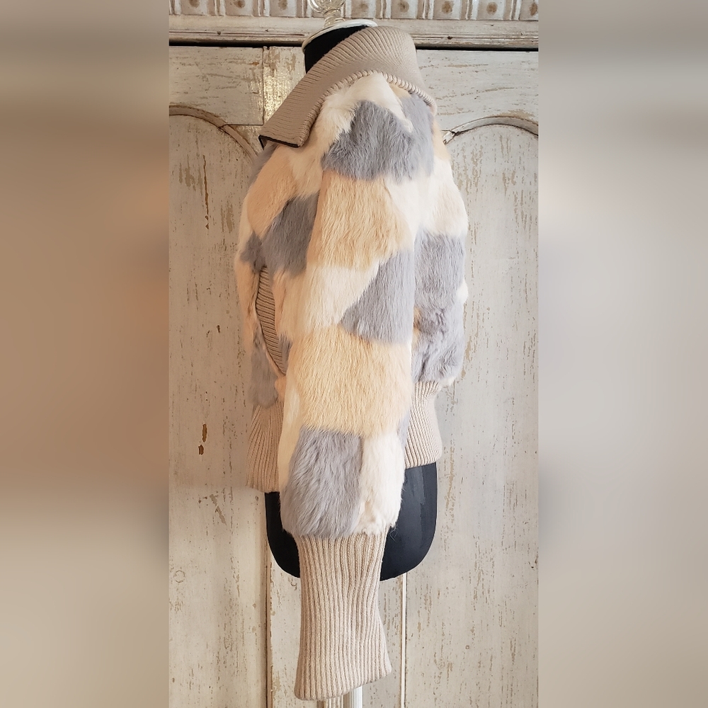 bebe Multicolor Fur Bomber Jacket - Picture 5 of 16